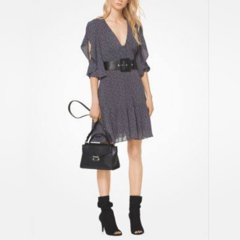 Michael Kors Georgette Peekaboo Leopard Mini Dress